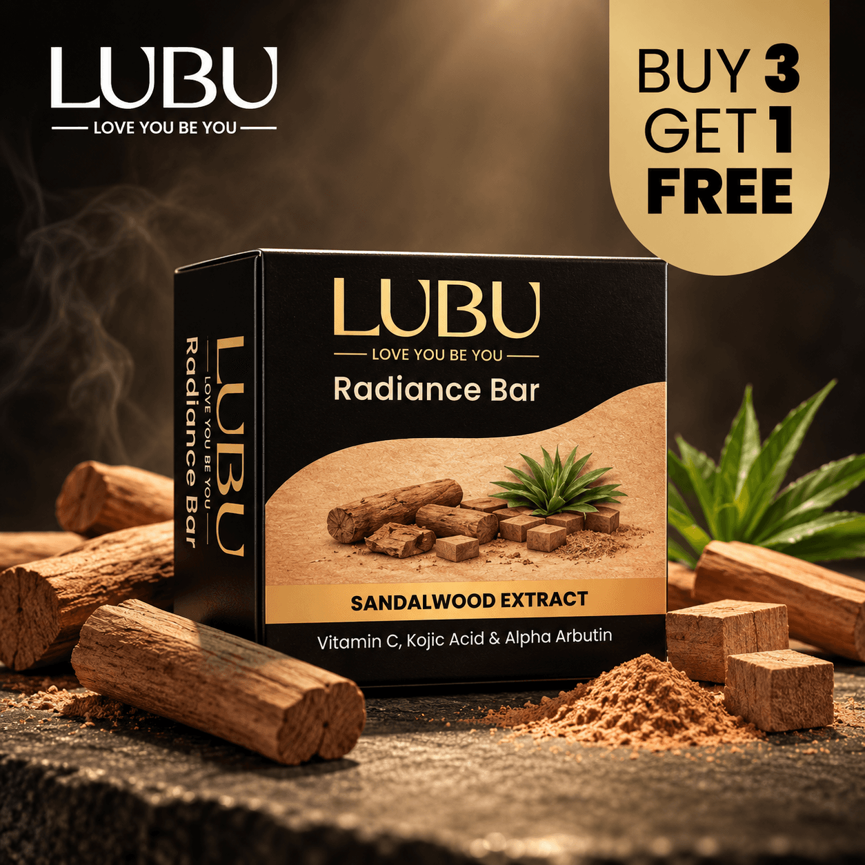 LUBU Sandalwood Extract Radiance Bar- Buy 3 Get 1 Free — Single