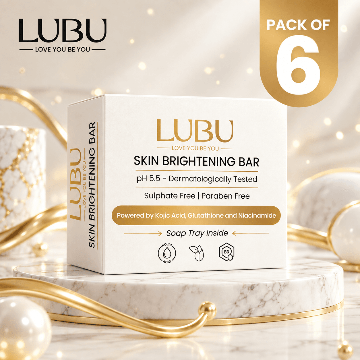 LUBU Skin Brightening Bar 75G (Pack Of 6) view 1