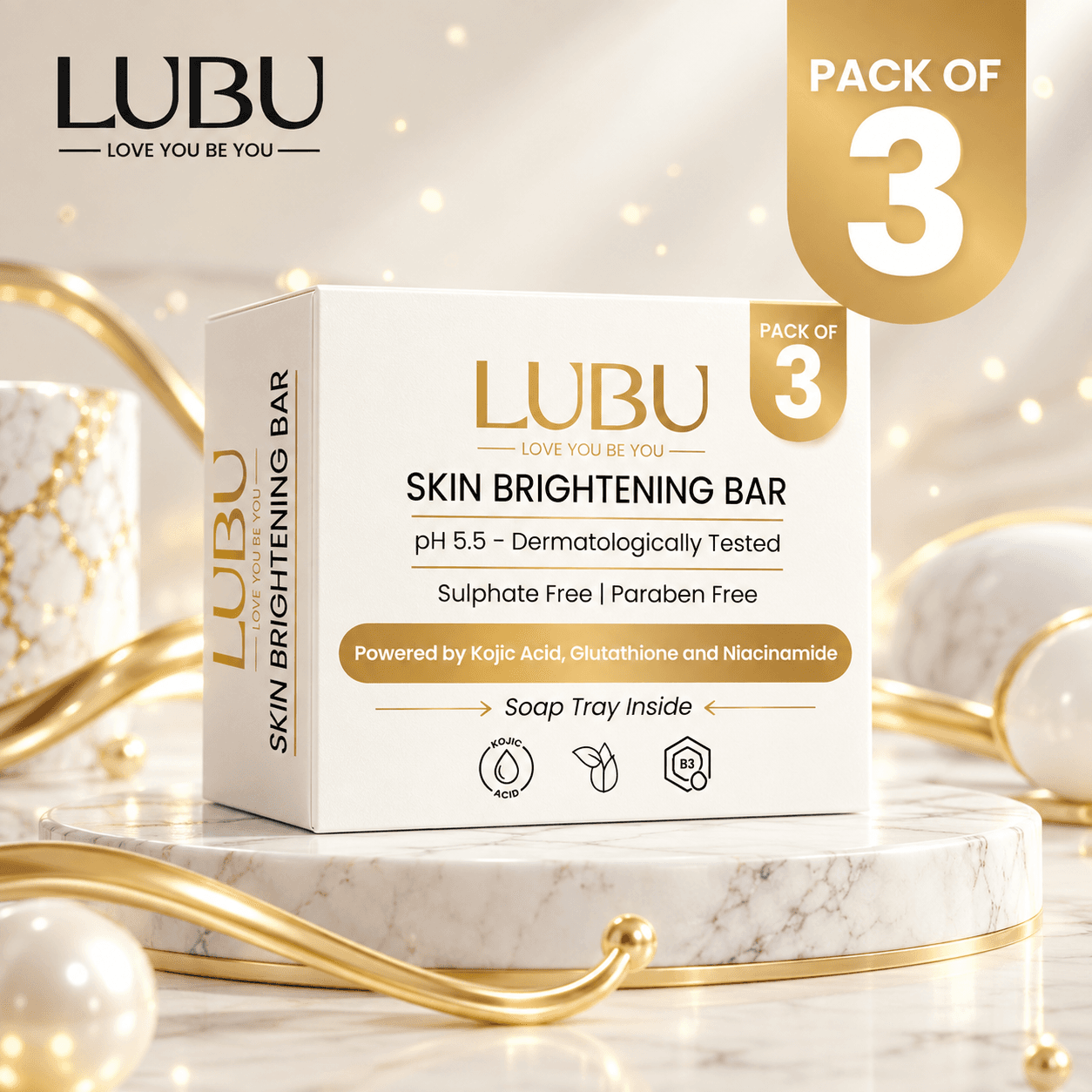 LUBU Skin Brightening Bar 75G (Pack Of 3) — Single