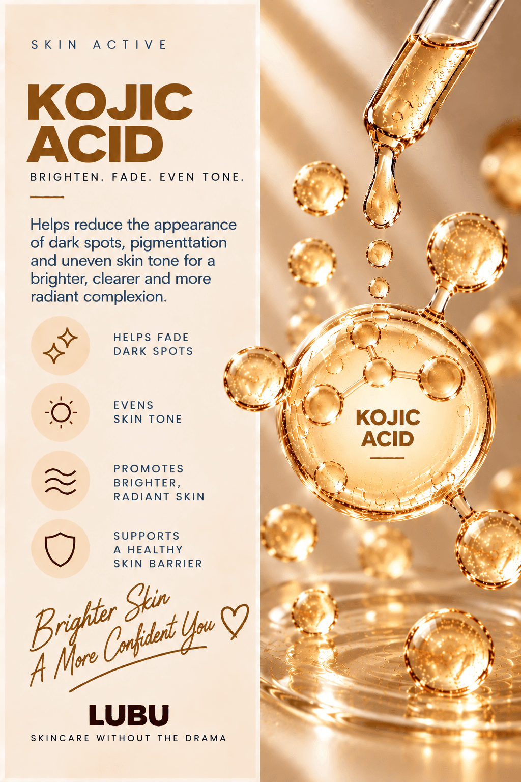 KOJIC ACID PROVIDES BRIGHTENING