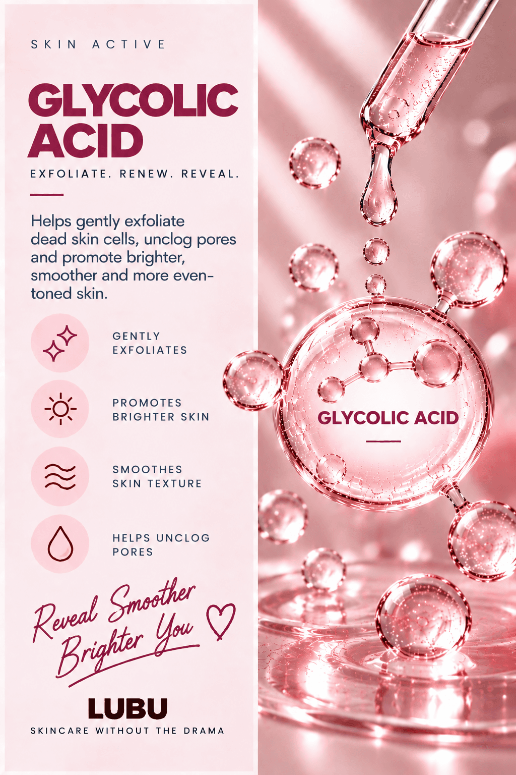 GLYCOLIC ACID PROVIDES EXFOLIATION