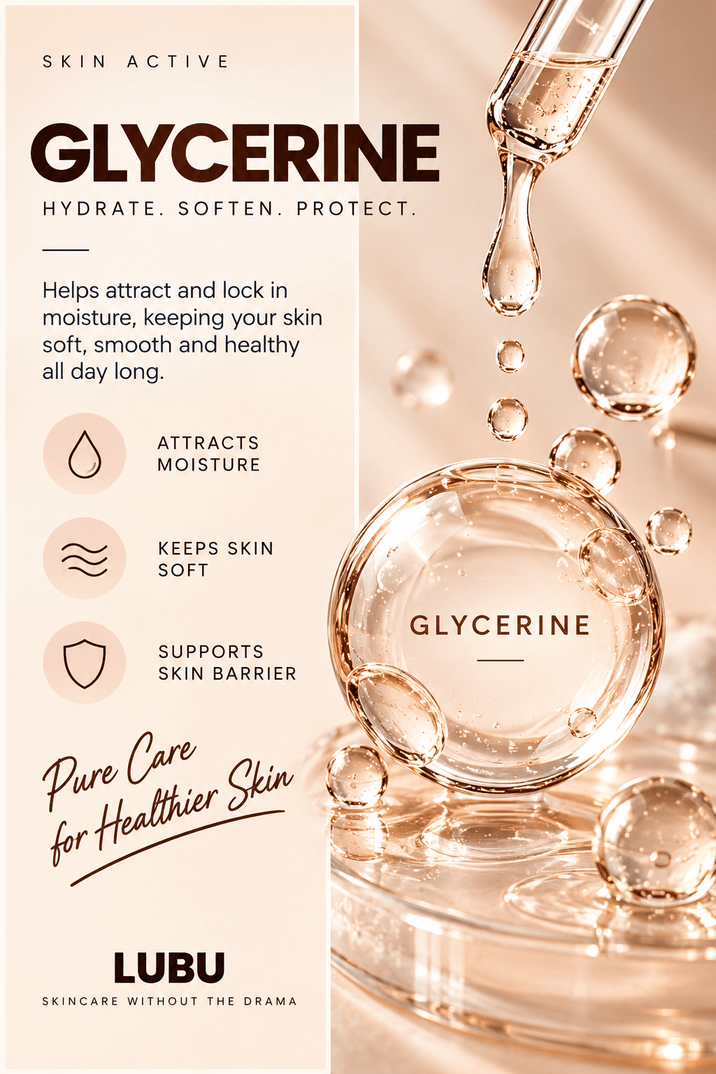 GLYCERINE PROVIDES HYDRATION