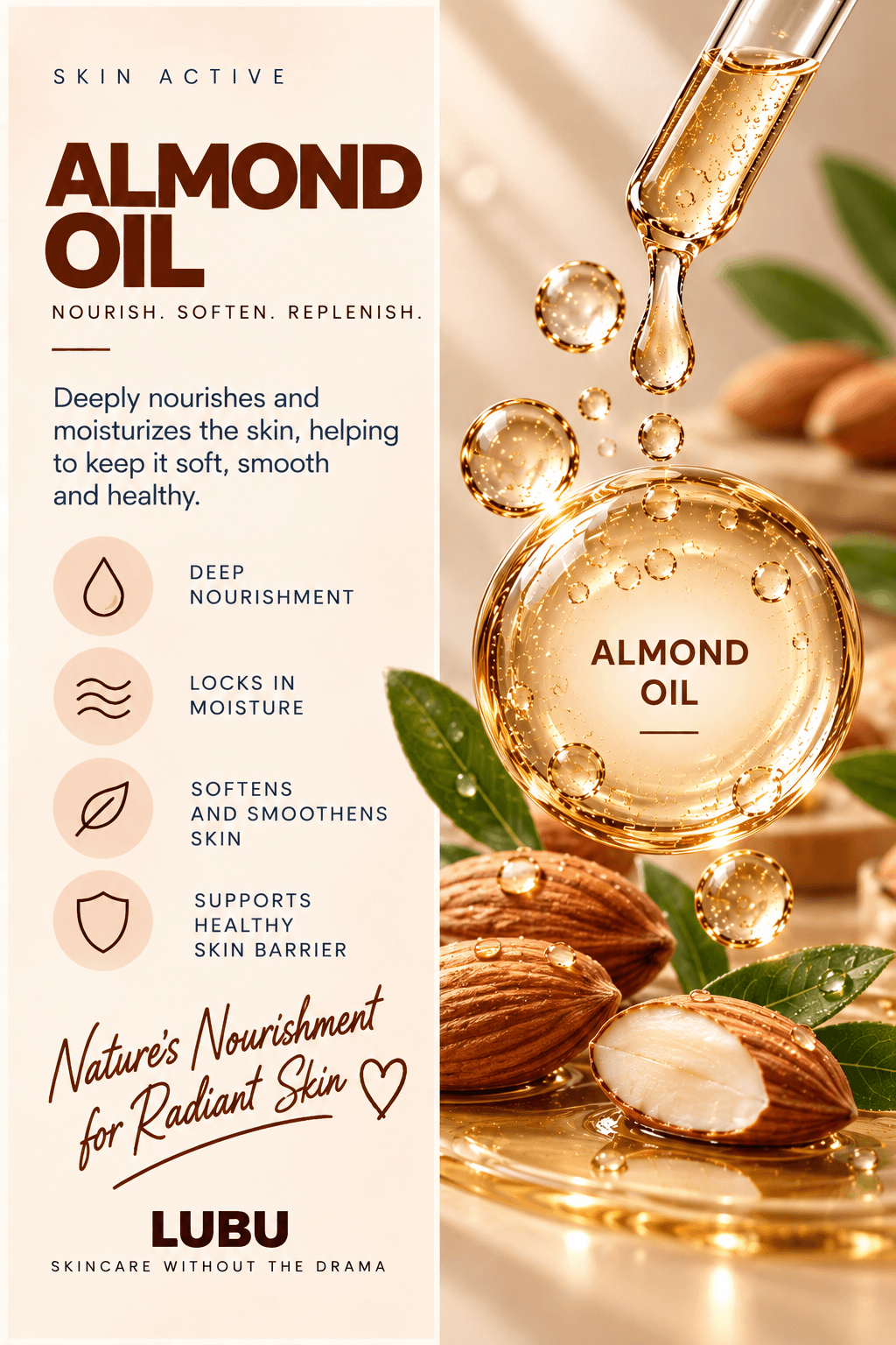 ALMOND OIL PROVIDES NOURISHMENT